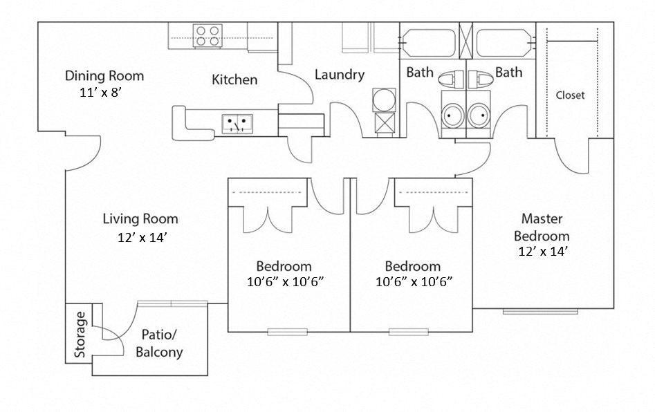 a three bedroom floor plan